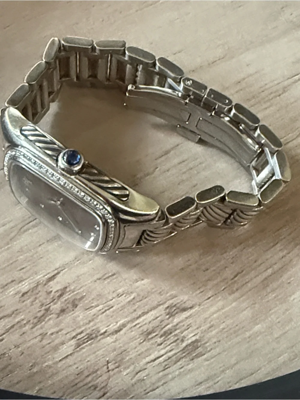 David Yurman Rare!  Authentic Brown Thoroughbred SS/ Pave Diamonds Bezel. EUC